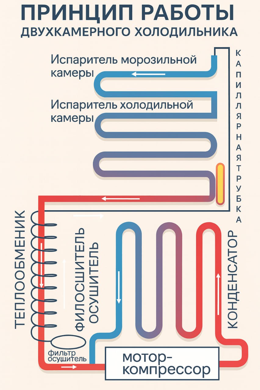 Схема устройства холодильника